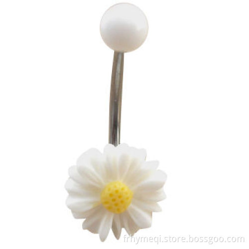 Navel belly rings, acrylic, flower design